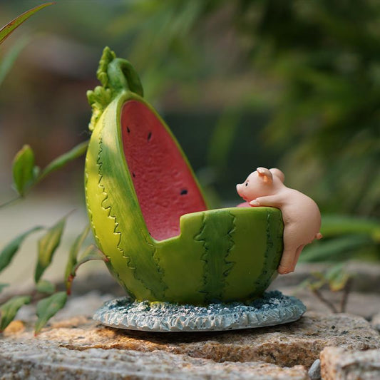 Whimsical Fruit & Animal Phone Stands - Playful Pig (Watermelon) & Bunny (Orange) Decor