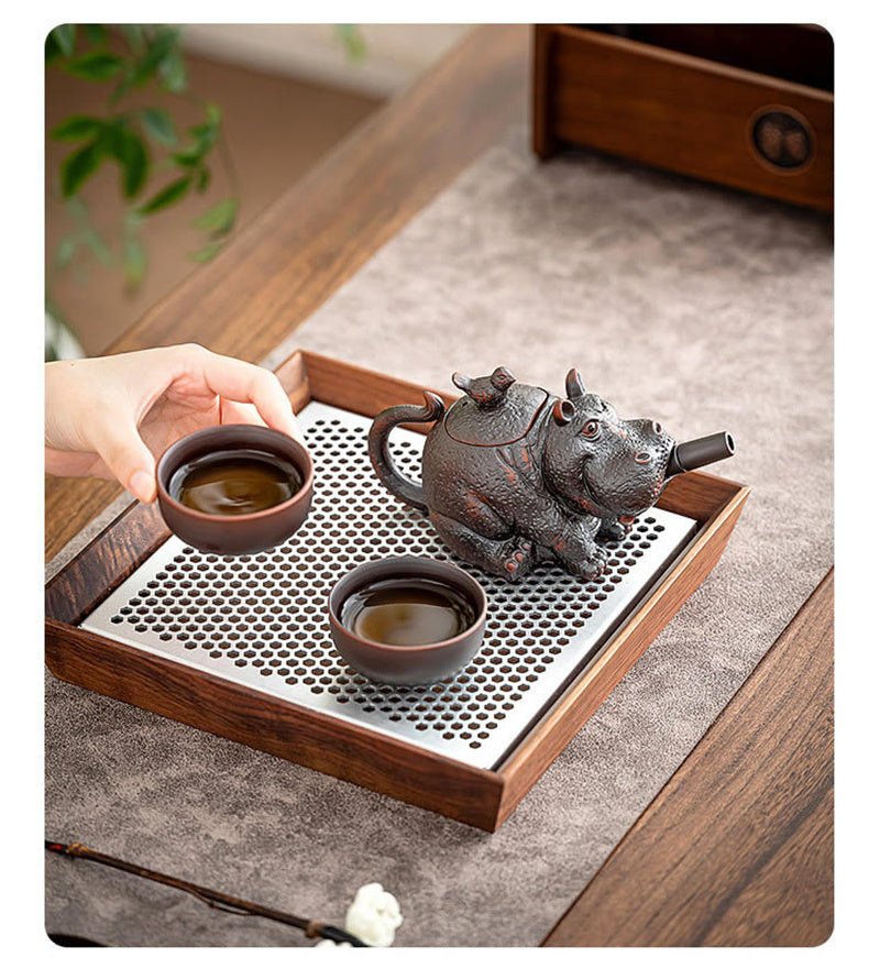 Whimsical Hippo-Shaped Clay Teapot & Coffee Pot - Artistic Animal Design Tea/Coffee Maker