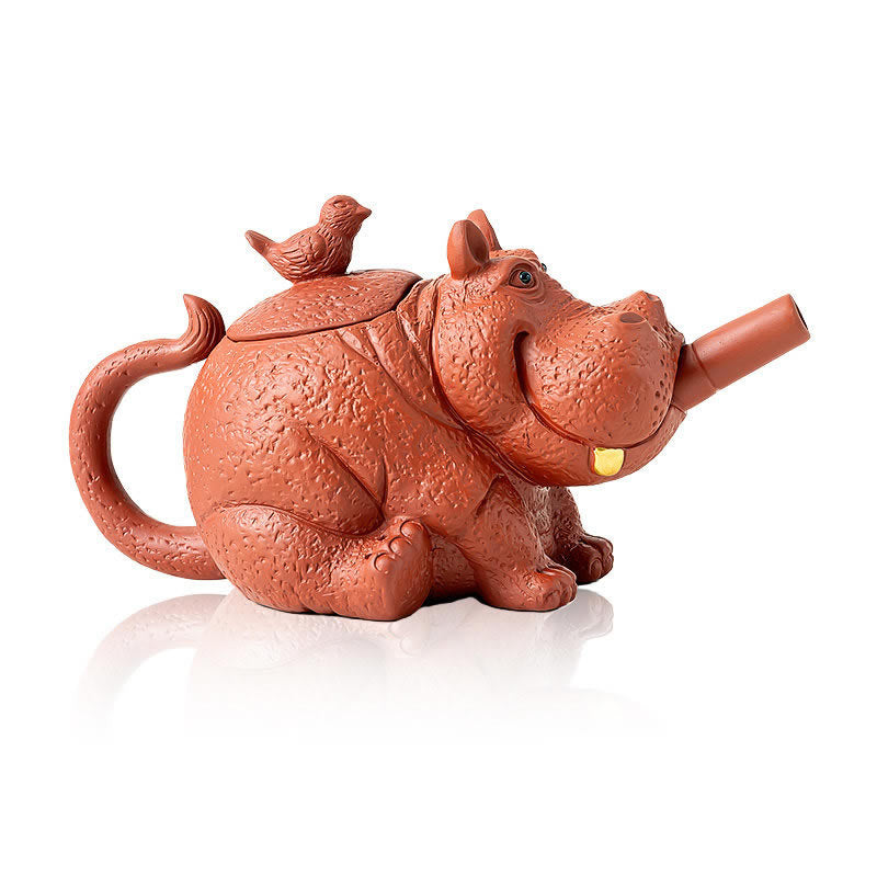 Whimsical Hippo-Shaped Clay Teapot & Coffee Pot - Artistic Animal Design Tea/Coffee Maker