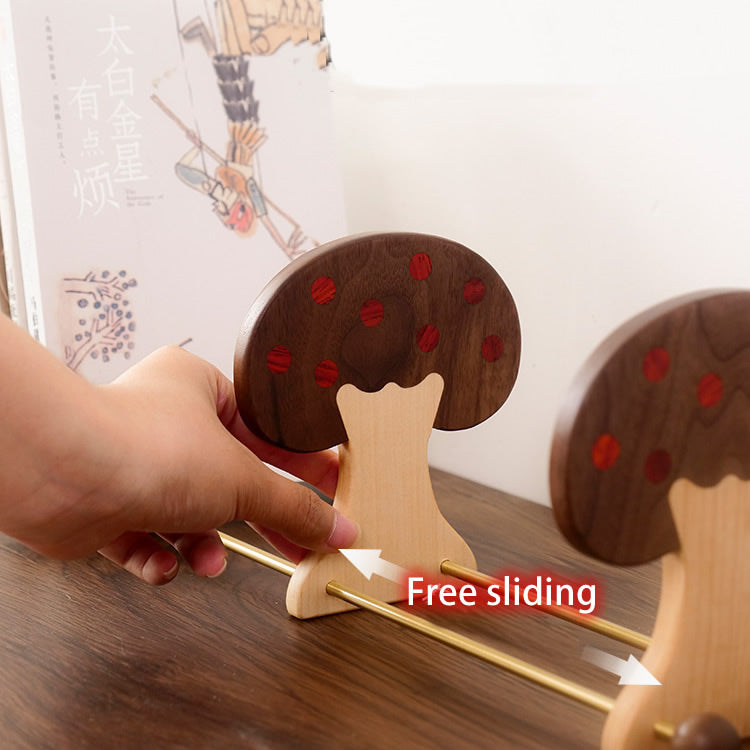 Whimsical Mushroom - Shaped Wooden Bookend, Support for Home Office