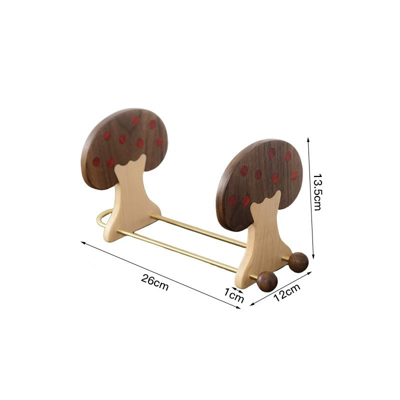Whimsical Mushroom - Shaped Wooden Bookend, Support for Home Office