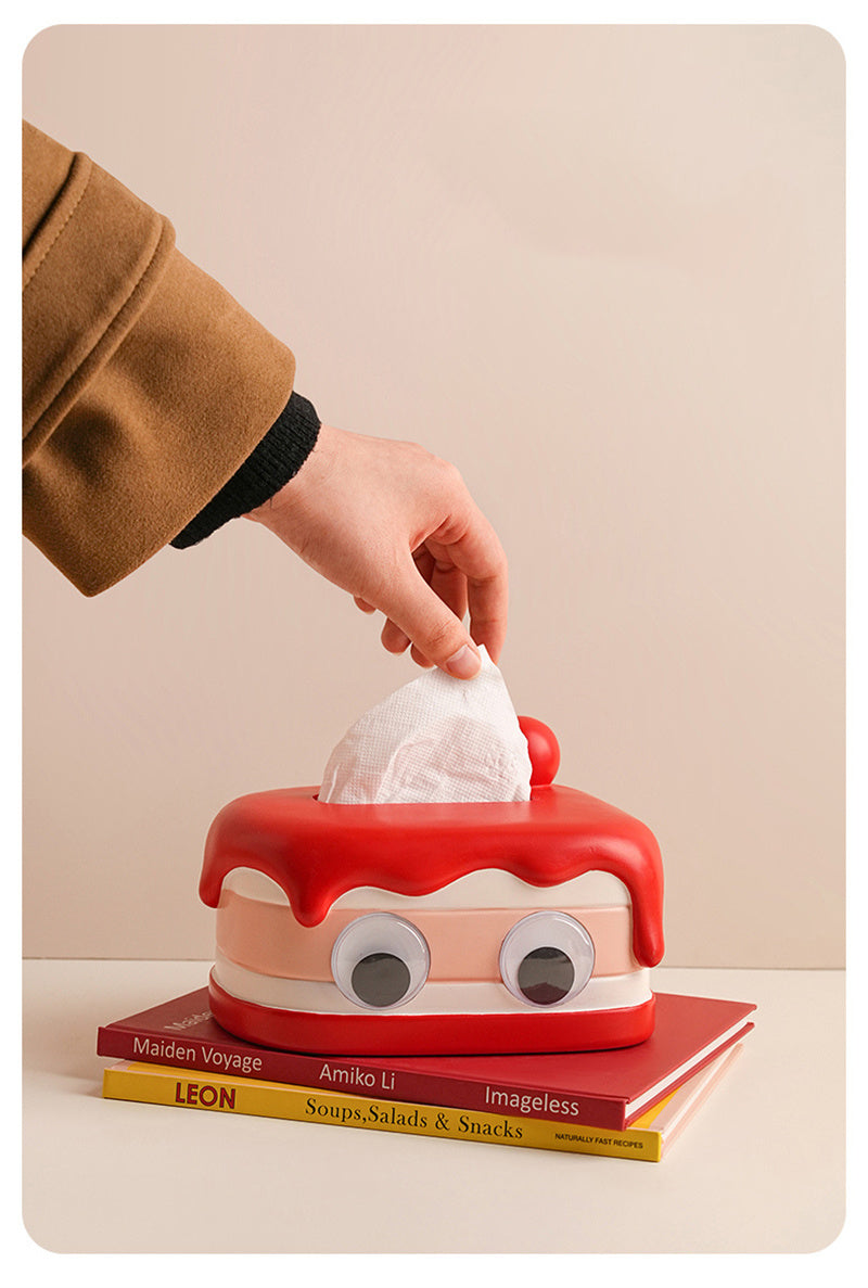Whimsical Red Cake-Shaped Tissue Box - Fun Desktop Decorating Ideas