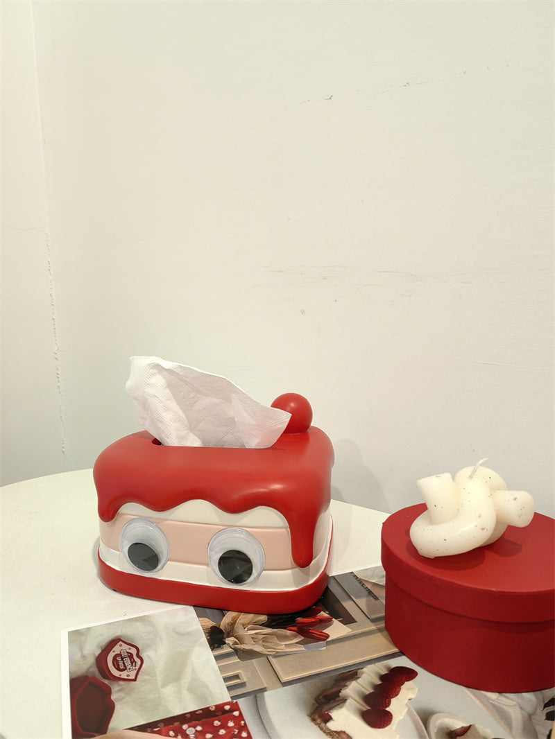 Whimsical Red Cake-Shaped Tissue Box - Fun Desktop Decorating Ideas