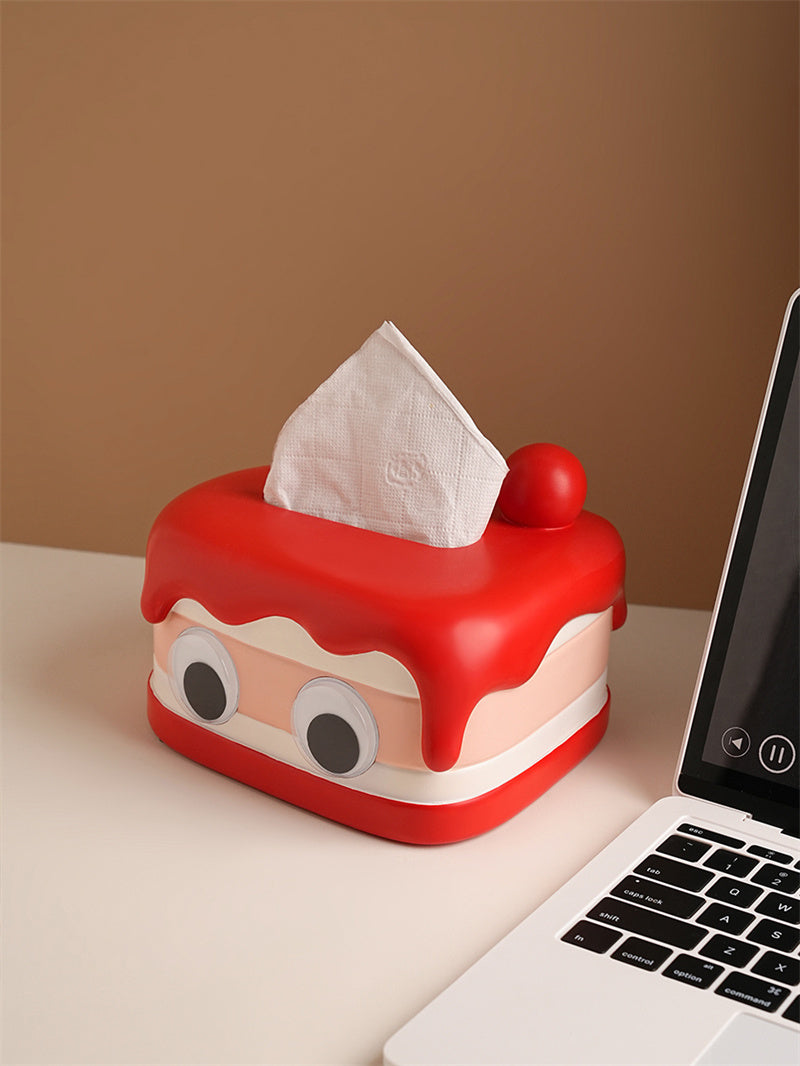 Whimsical Red Cake-Shaped Tissue Box - Fun Desktop Decorating Ideas