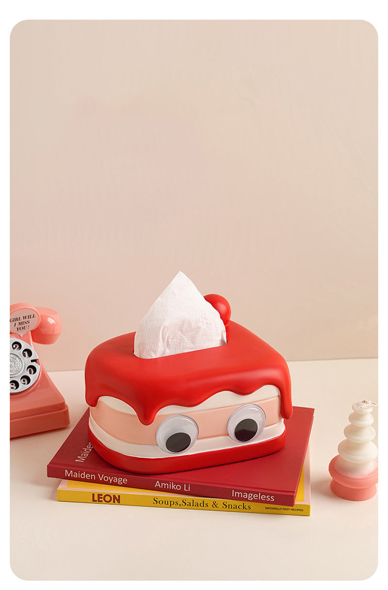 Whimsical Red Cake-Shaped Tissue Box - Fun Desktop Decorating Ideas