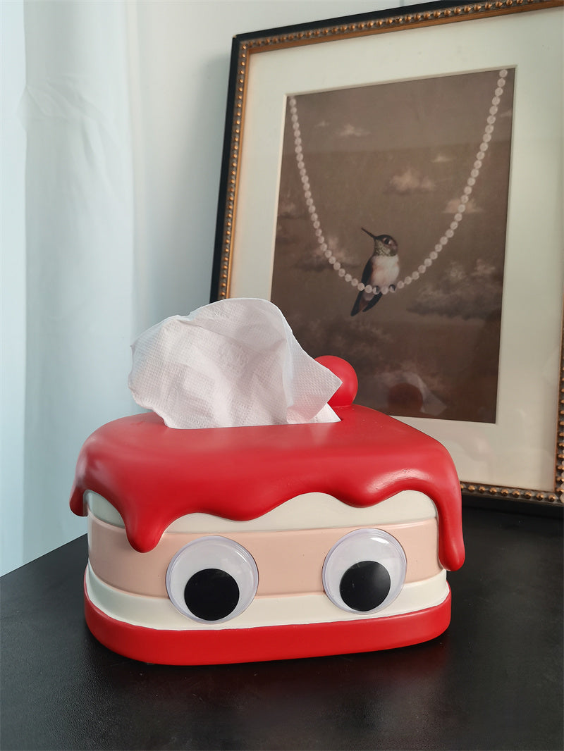 Whimsical Red Cake-Shaped Tissue Box - Fun Desktop Decorating Ideas