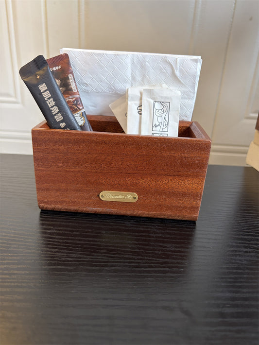Wood Multi‑Slot Coffee Station Organizer, Wooden Tea Bag Sugar Packet Holder, Countertop Caddy for Coffee Bar Accessories