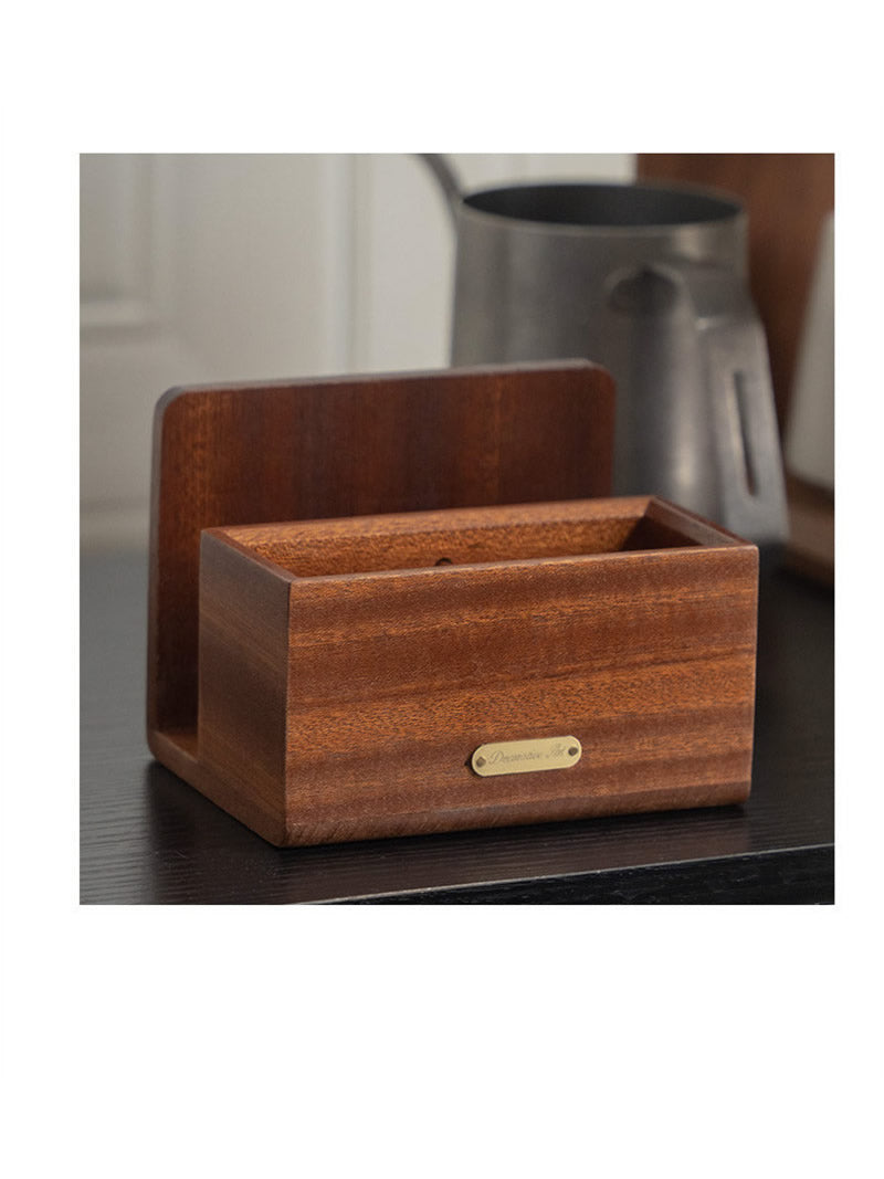 Wood Multi‑Slot Coffee Station Organizer, Wooden Tea Bag Sugar Packet Holder, Countertop Caddy for Coffee Bar Accessories