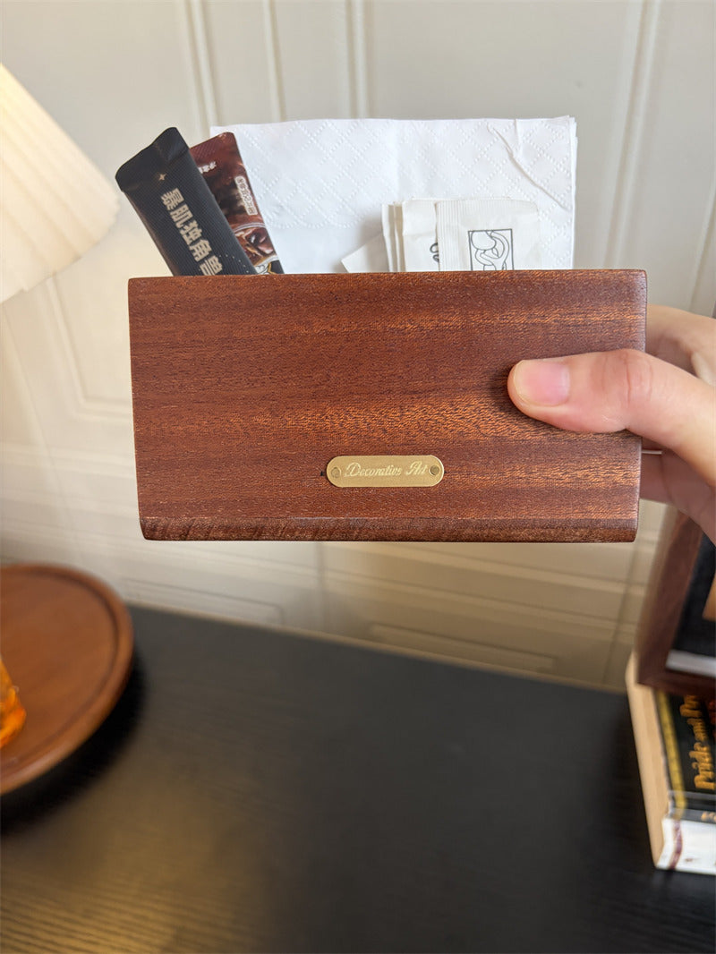 Wood Multi‑Slot Coffee Station Organizer, Wooden Tea Bag Sugar Packet Holder, Countertop Caddy for Coffee Bar Accessories
