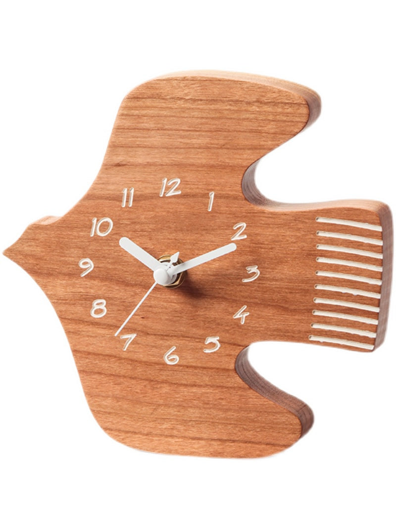 Wooden Abstract Seagull Wall Clock, Home Office Art Decoration Table Clock