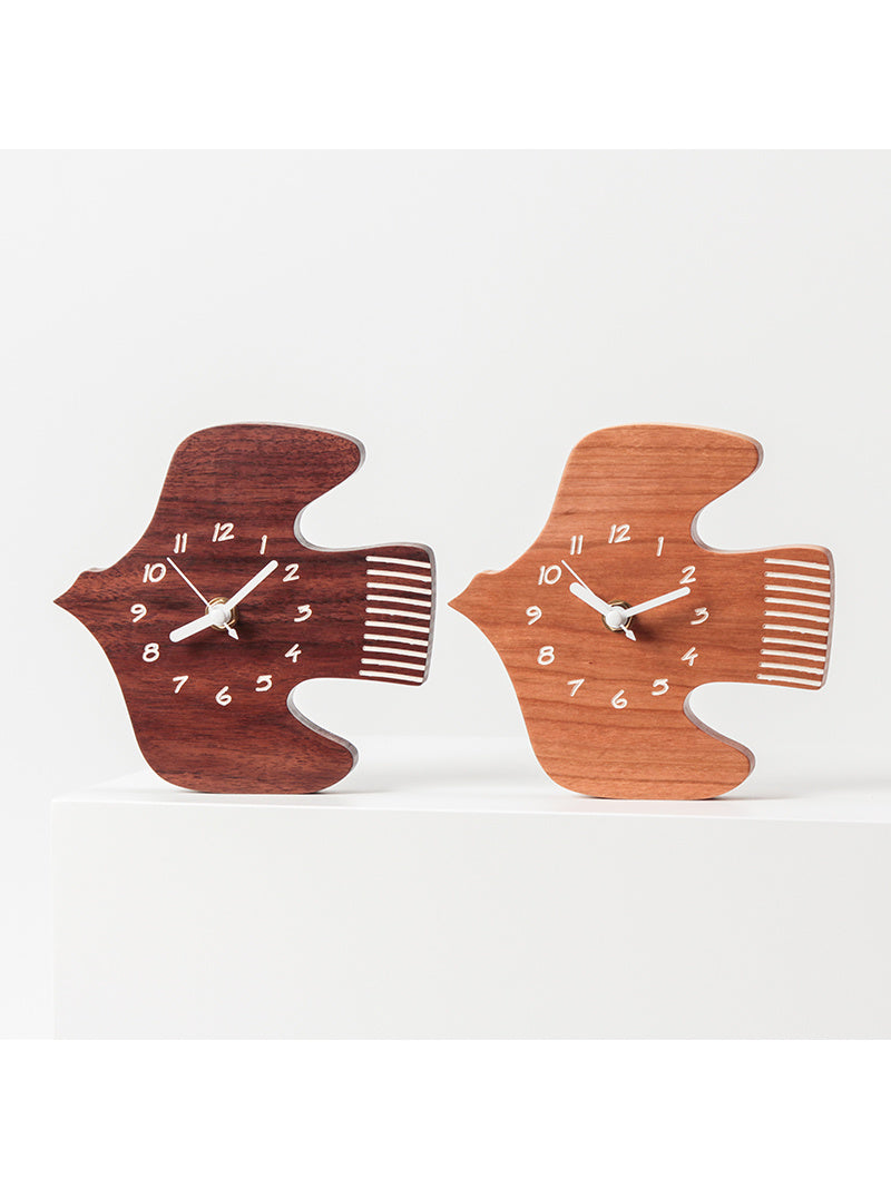 Wooden Abstract Seagull Wall Clock, Home Office Art Decoration Table Clock