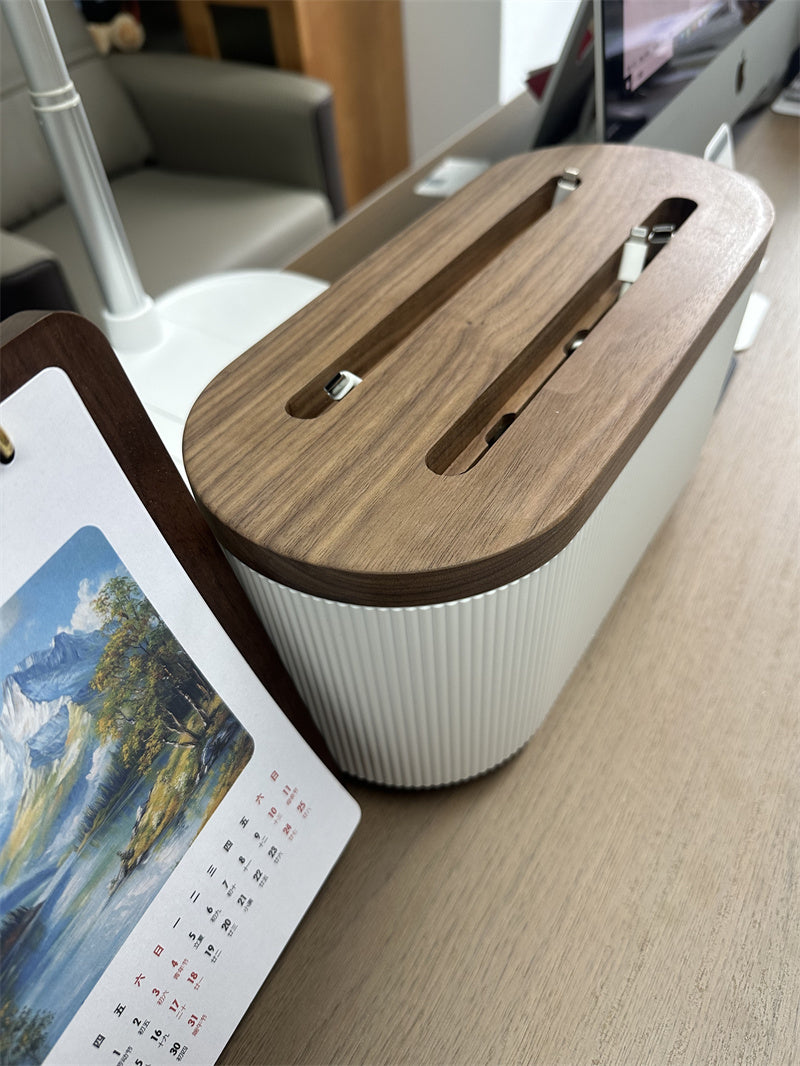 Wooden Charging Station Organizer – Smartphone, Tablet, Smartwatch & Earbud Dock