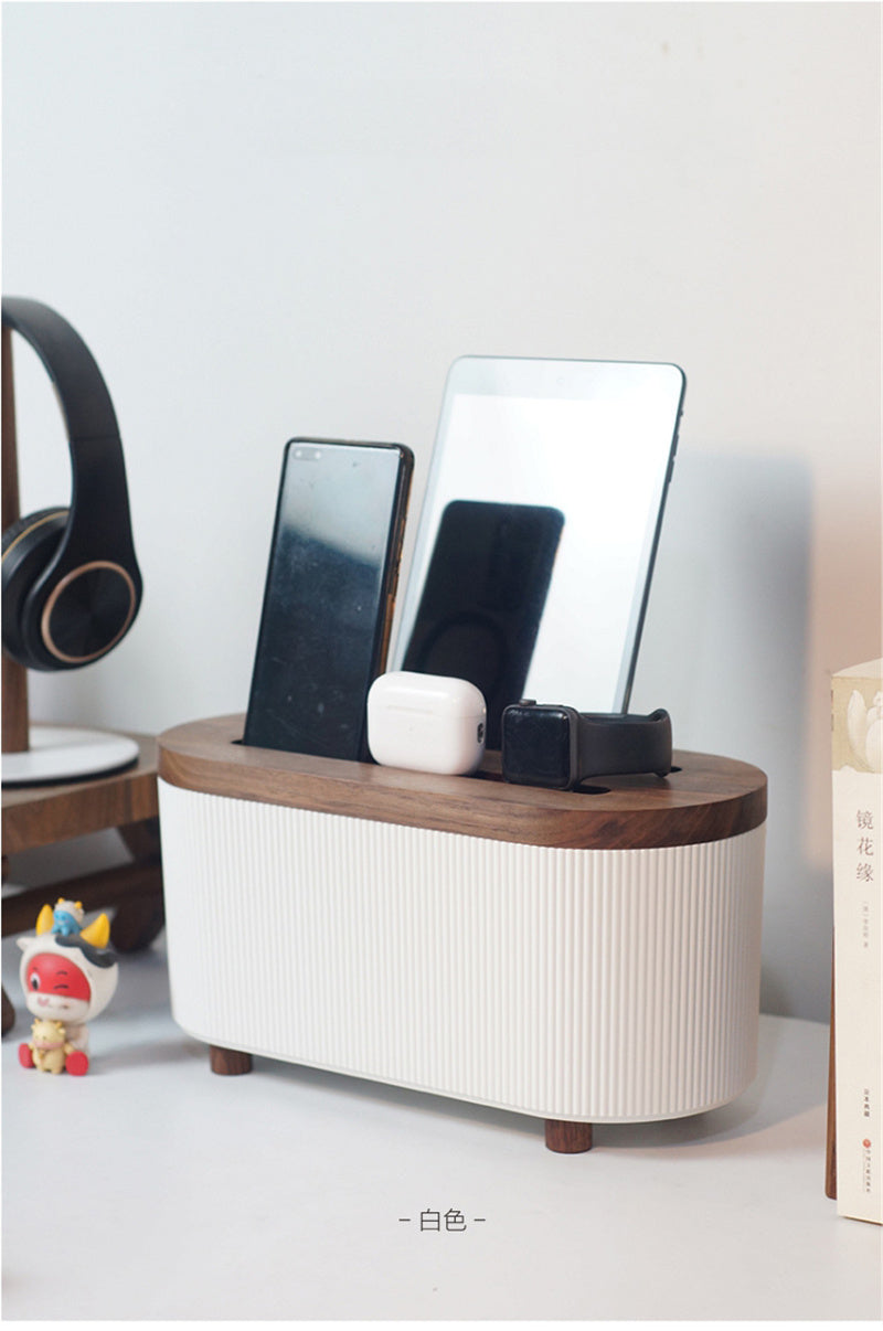 Wooden Charging Station Organizer – Smartphone, Tablet, Smartwatch & Earbud Dock