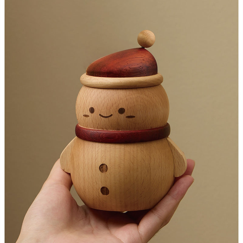 Wooden Christmas Snowman Organizer: Toothpick & Cotton Swab Holder with Bottle Opener Lid