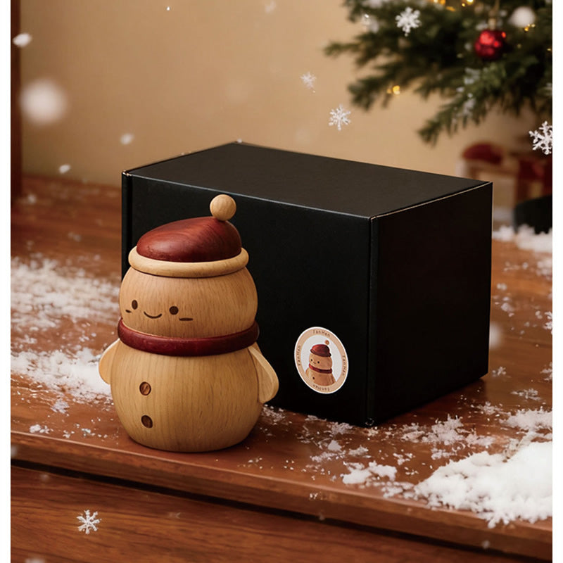 Wooden Christmas Snowman Organizer: Toothpick & Cotton Swab Holder with Bottle Opener Lid