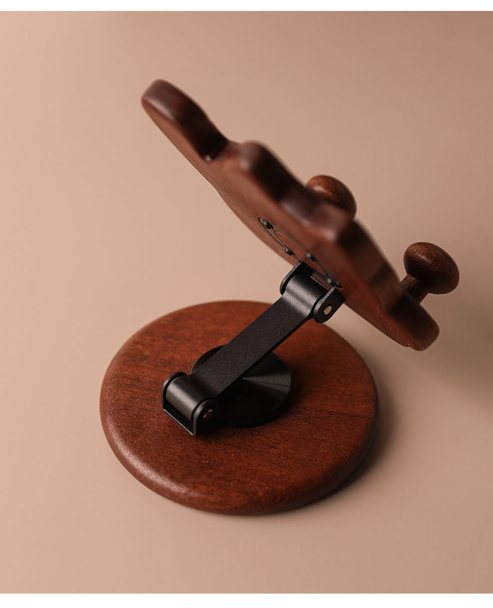 Wooden Cute Cat Phone Stand - Foldable And Rotatable iPhone Holder