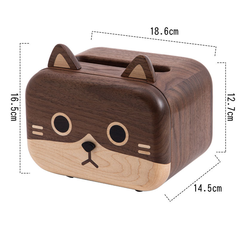 Wooden Cute Big Face Cat Tissue Boxes, Unique Decorative Ideas For Gifts