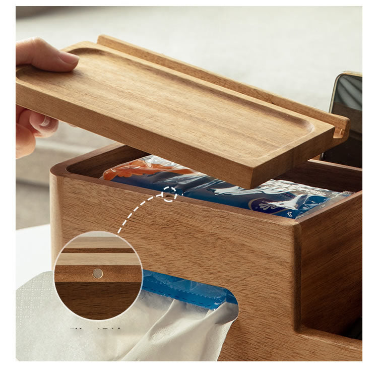 Wooden Desktop Storage Box, Tissue Box, Mobile Phone Holder