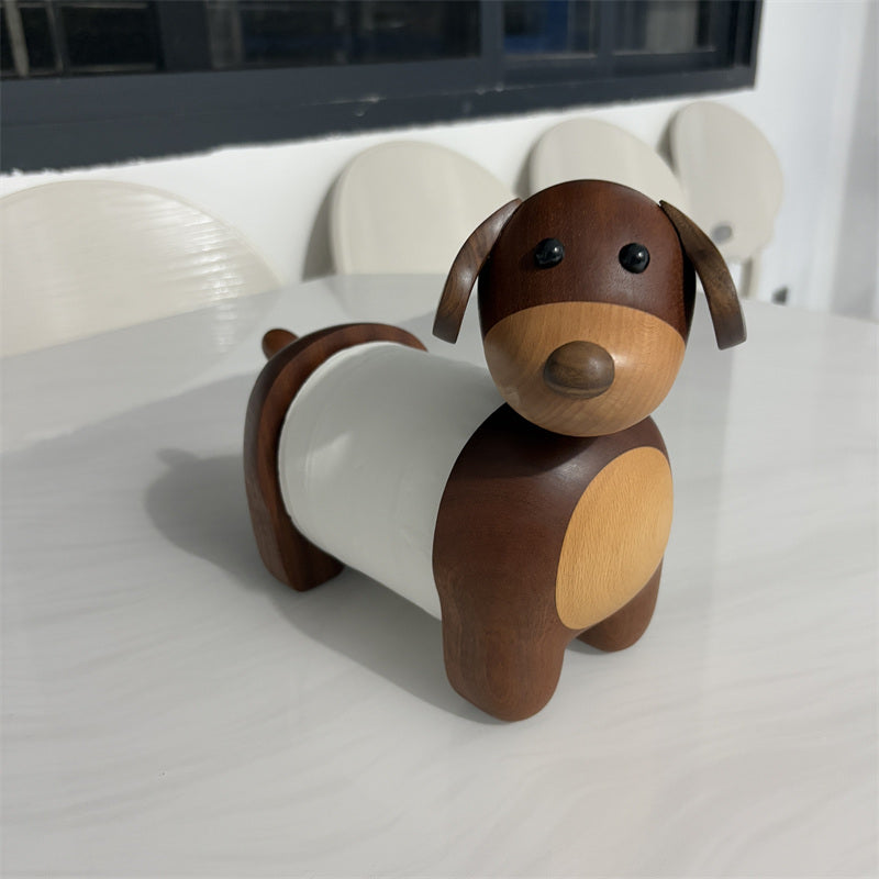 Wooden Dog Toilet Paper Holder – Cute Dog-Shaped Tissue Dispenser & Bathroom Decor