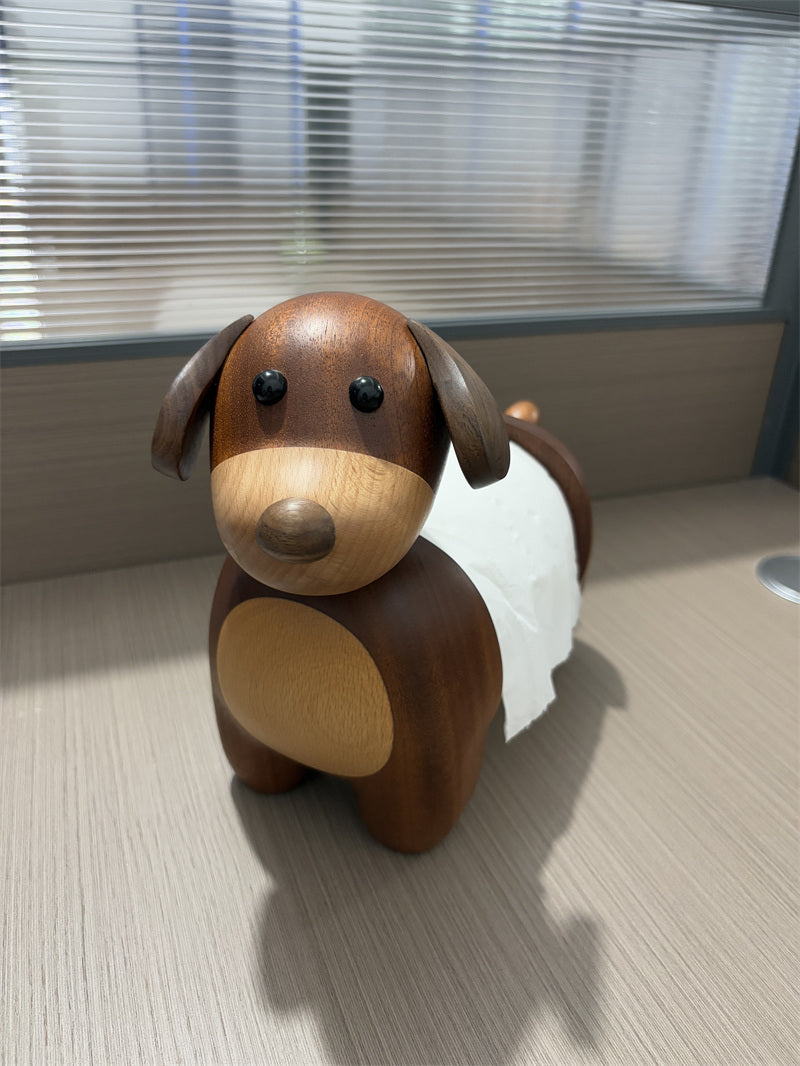Wooden Dog Toilet Paper Holder – Cute Dog-Shaped Tissue Dispenser & Bathroom Decor