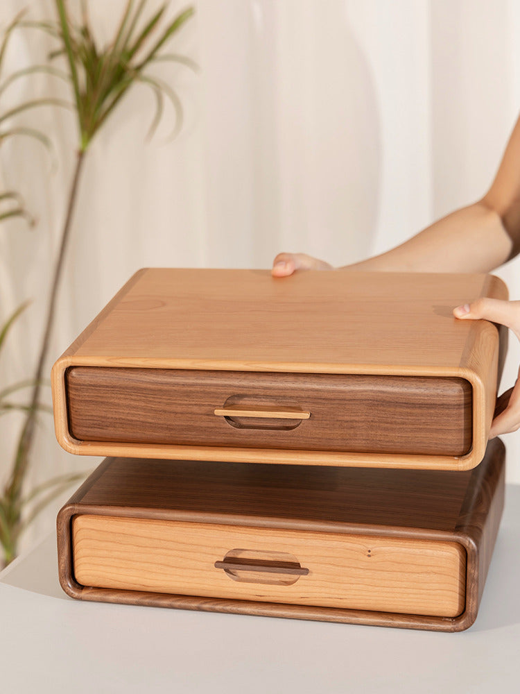 Sliding Drawer Storage Box Wooden Drawer Storage Box For Office Desk,Organizer – More Angle