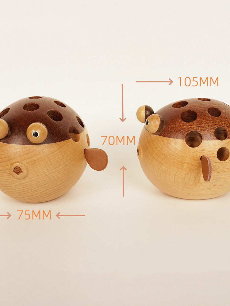 Wooden Fathead Fish Multi-Slot Pen Holder: Unique and Practical Desk O ...