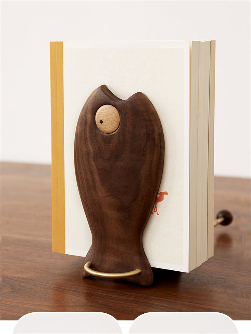 Wooden Strange Fish Study Bookends, Office Desktop Decoration