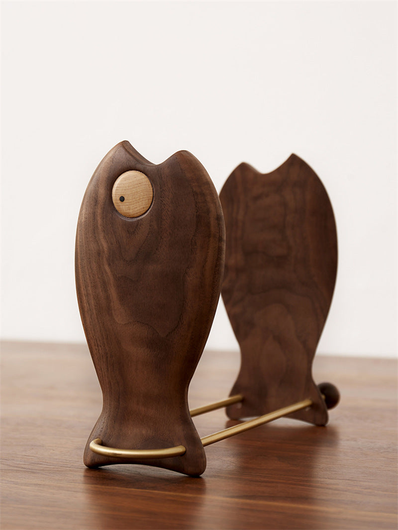 Wooden Strange Fish Study Bookends, Office Desktop Decoration