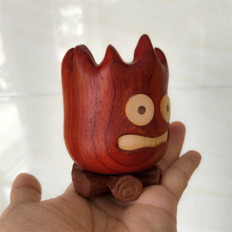 Wooden Flame Pen Holder, Creative Desk Organizer with Handcrafted Design