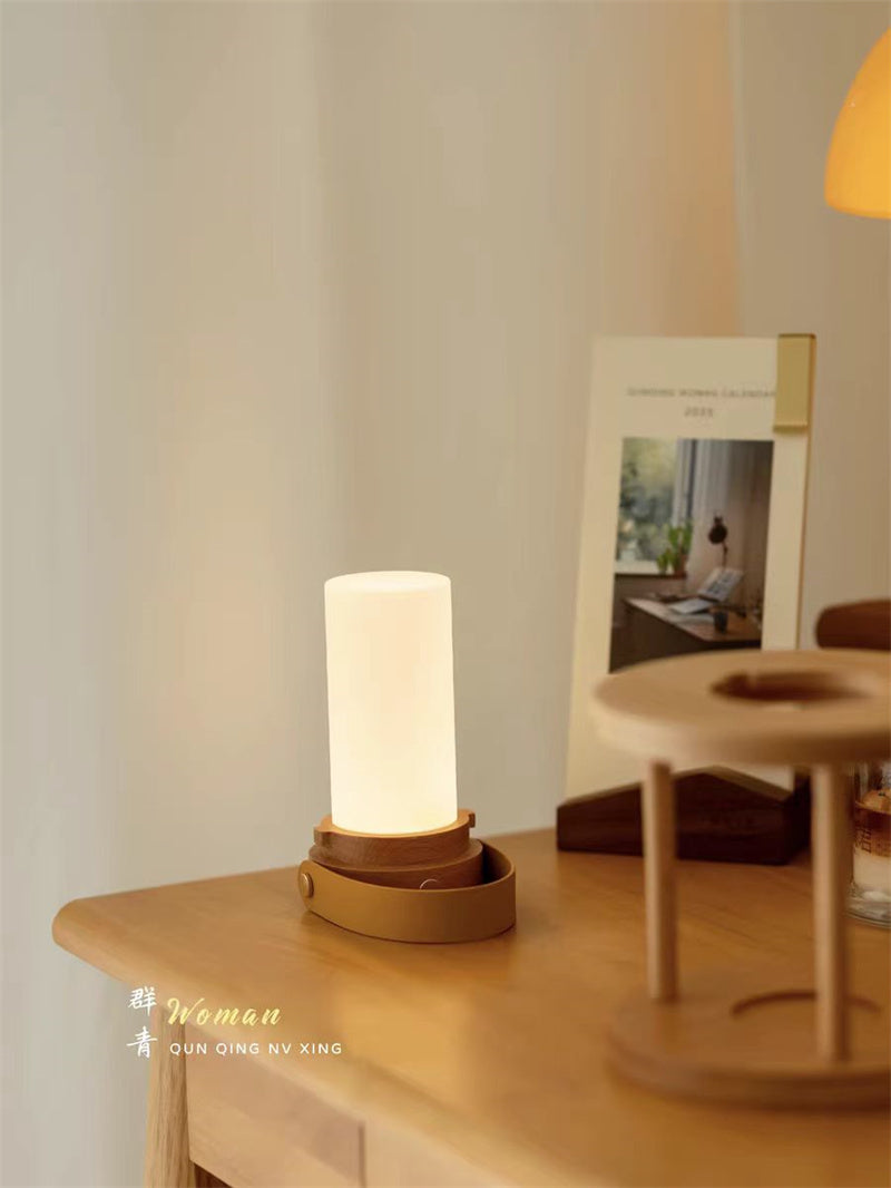 Wooden Lantern Table Lamp - Portable Rechargeable,Outdoor Camping Lights