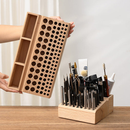 Wooden Multi-Compartment Tool Organizer - Desk Pen Holder, Craft Storage Box, Workshop Utility Tray