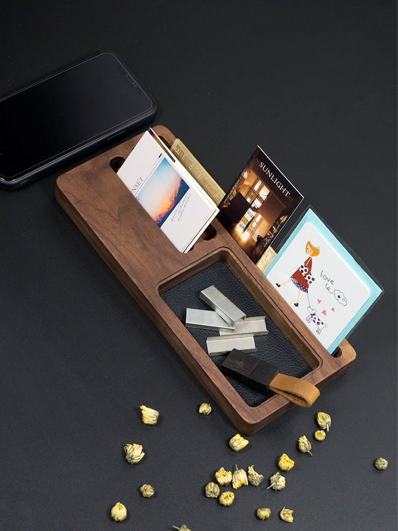 Wooden Office Stationery Storage Box, Phone Holder, Business Card Hold ...