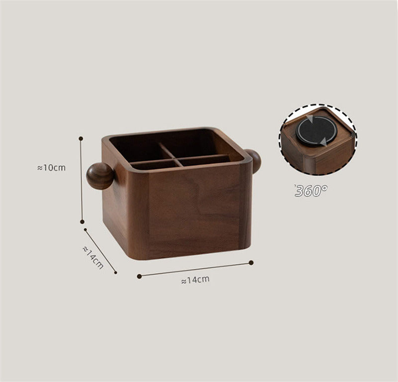 Wooden Remote Control Organizer with 360° Rotating Base, Desk Office Supplies Storage Box