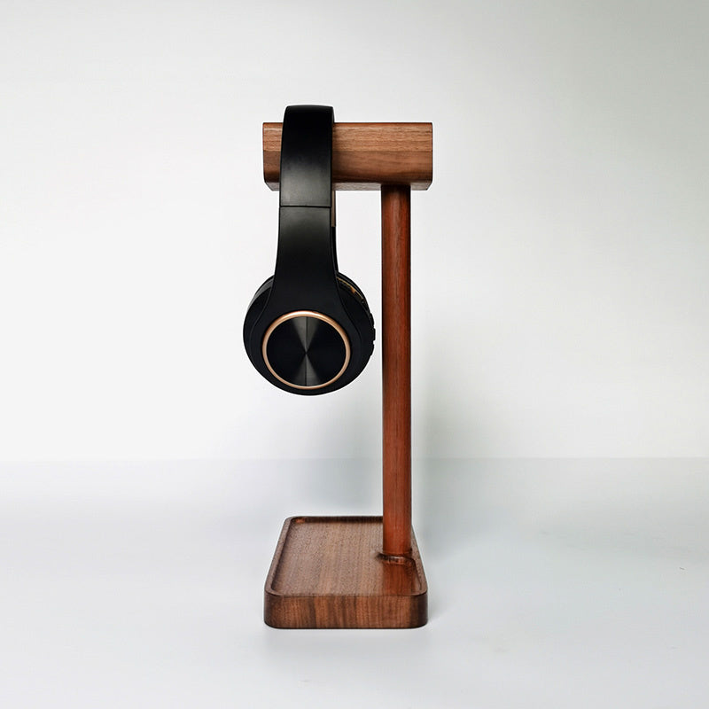 Wooden Robot Headphone Stand with Storage Tray - Cute & Functional Headset Holder for Desk Organization