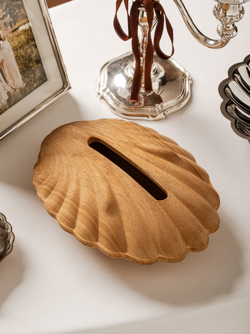 Wooden Seashell Tissue Box – Coastal Style Decorative Tissue Holder for Home