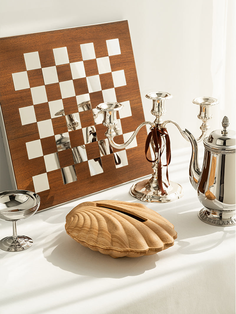 Wooden Seashell Tissue Box – Coastal Style Decorative Tissue Holder for Home