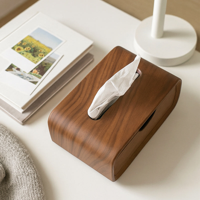 Wooden Tissue Box with Drawer - Multi-Purpose Vanity Storage Holder for Tissues & Small Essentials