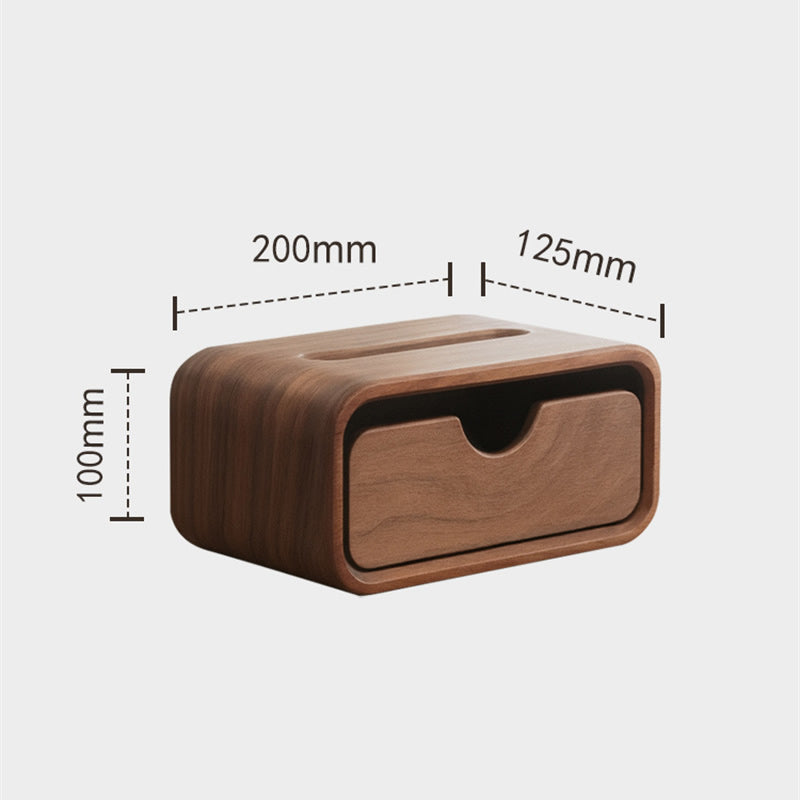 Wooden Tissue Box with Drawer - Multi-Purpose Vanity Storage Holder for Tissues & Small Essentials