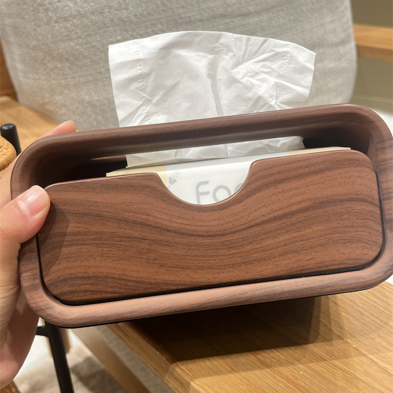 Wooden Tissue Box with Drawer - Multi-Purpose Vanity Storage Holder for Tissues & Small Essentials