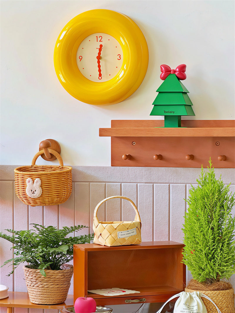 Yellow Bubble Wall Clock - Silent Non-Ticking 3D Glossy Frame Clock for Kids & Home Decor