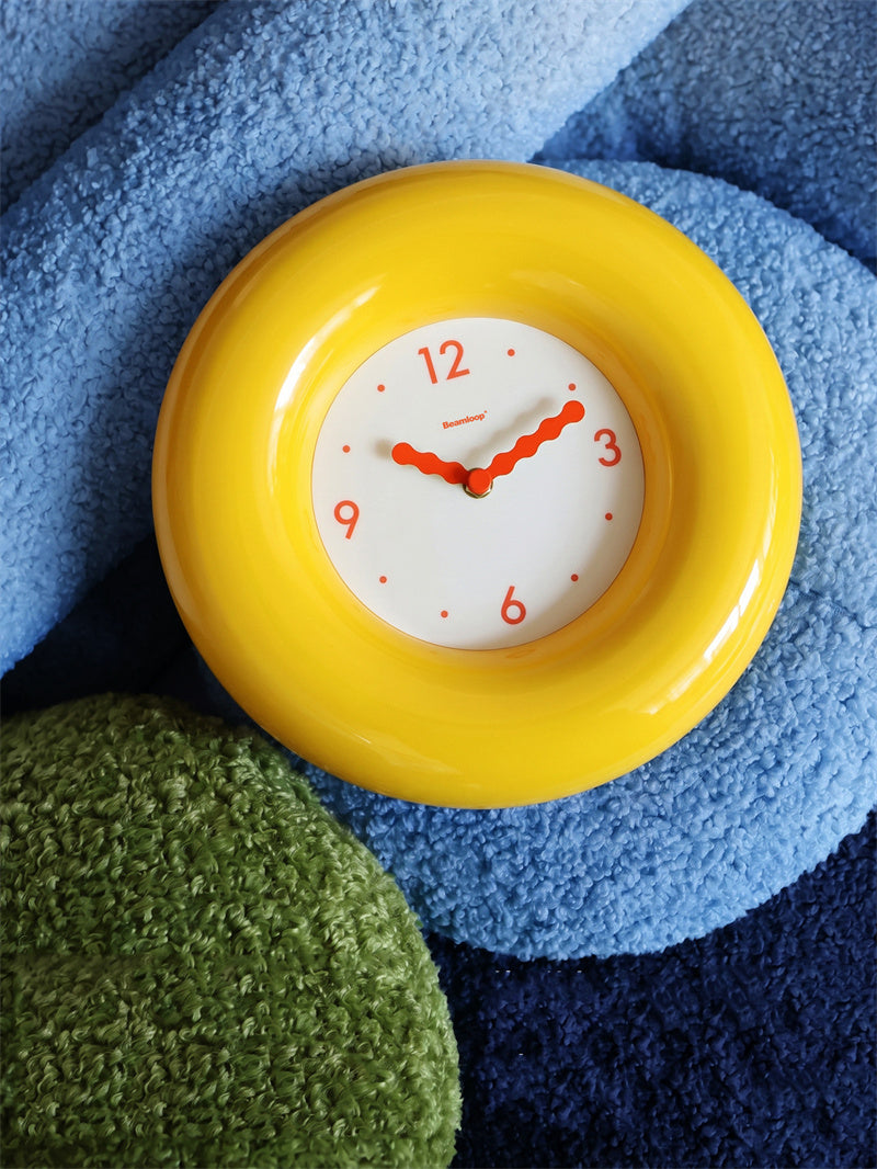 Yellow Bubble Wall Clock - Silent Non-Ticking 3D Glossy Frame Clock for Kids & Home Decor