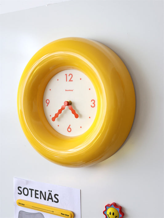 Yellow Bubble Wall Clock - Silent Non-Ticking 3D Glossy Frame Clock for Kids & Home Decor