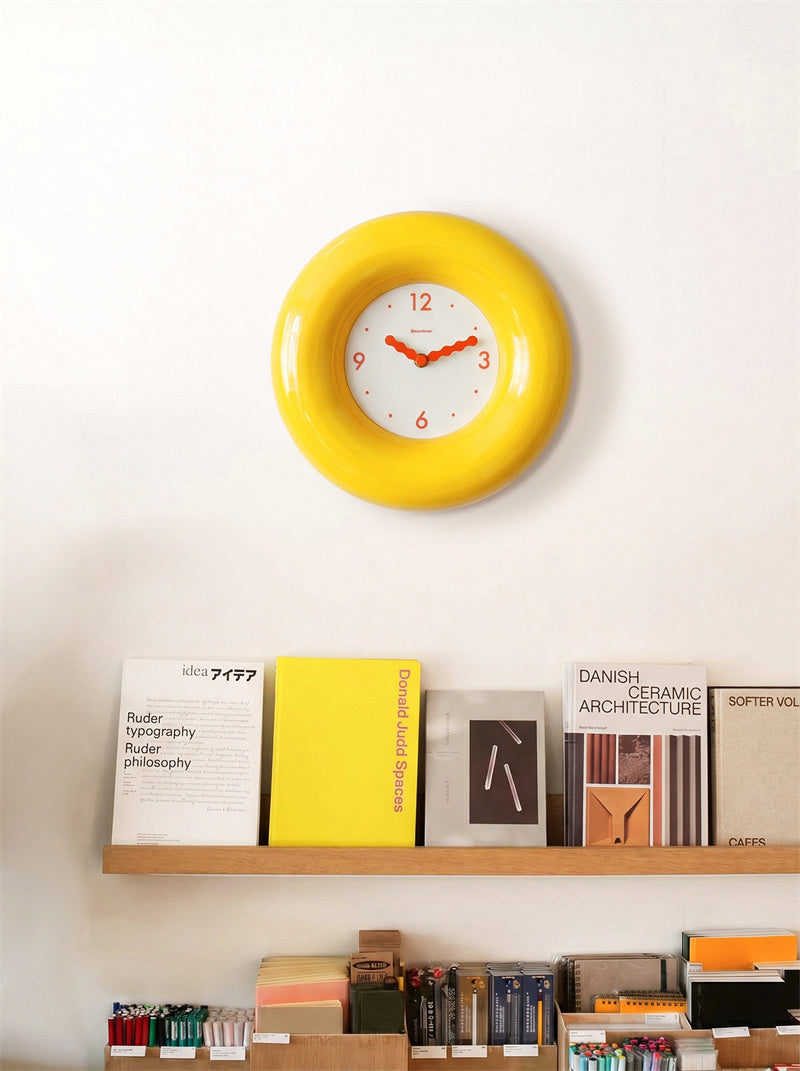 Yellow Bubble Wall Clock - Silent Non-Ticking 3D Glossy Frame Clock for Kids & Home Decor