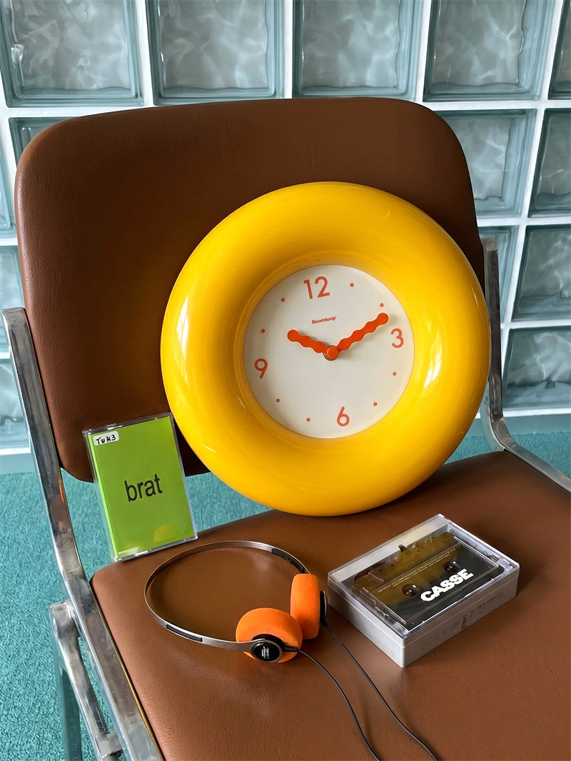 Yellow Bubble Wall Clock - Silent Non-Ticking 3D Glossy Frame Clock for Kids & Home Decor